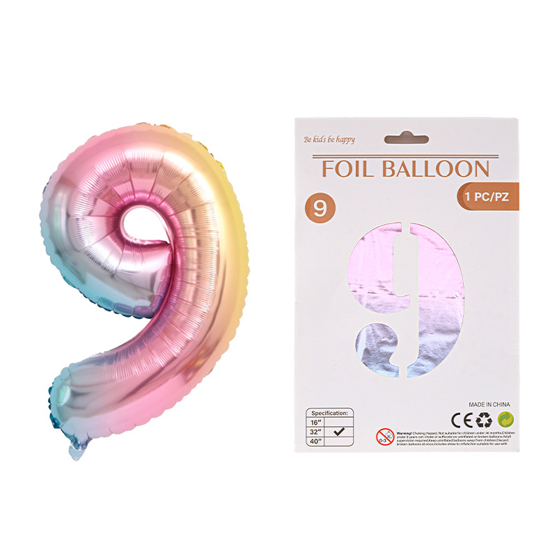 Globo de película de aluminio digital de 32 pulgadas, tarjeta de papel, tapa dura, paquete individual, cuerpo delgado, fiesta digital, globo decorativo flotante