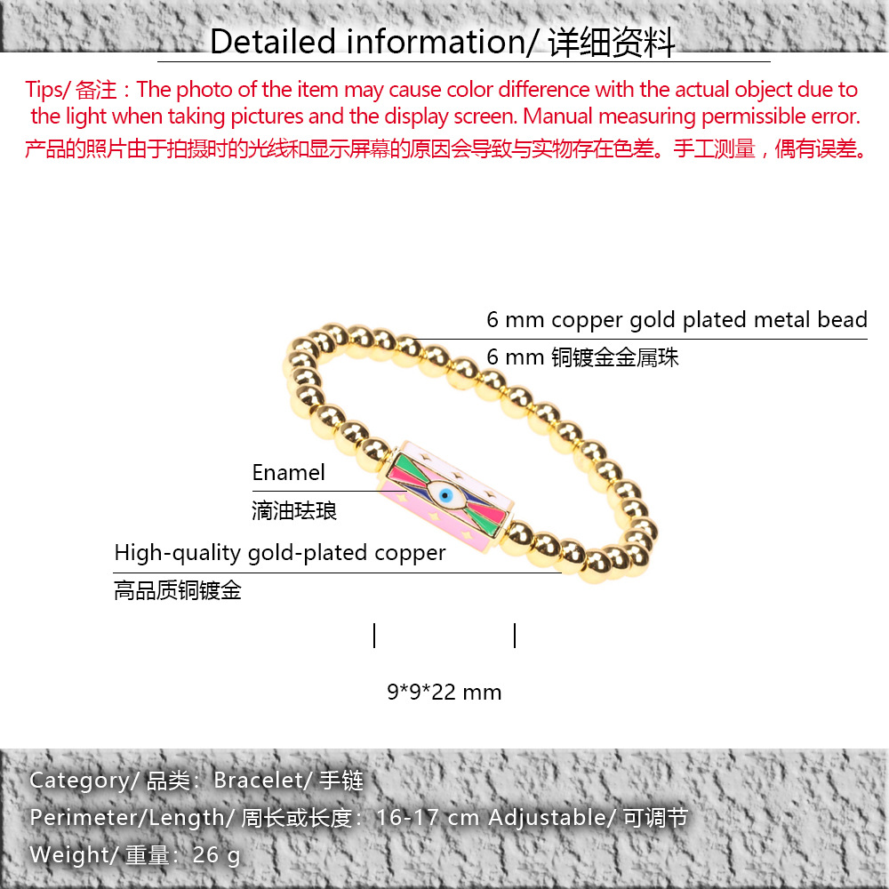 wholesale jewelry devilu0027s eye enamel beaded copper bracelet cnihaojewelry