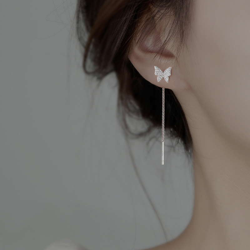 S925 plata esterlina mariposa orejas orejas para mujeres agujeros de orejas 2025 nuevos aretes de explosión de alta calidad pernos de orejas