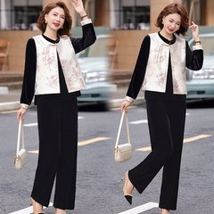 2025新款妈妈秋装套装端庄大气外套中老年女春秋休闲衣服三件套女