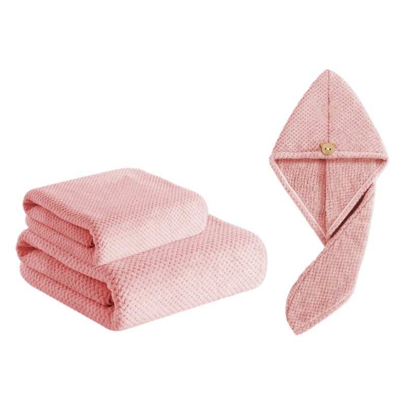 Piña Plaid Toalla de baño las mujeres pueden envolver los hombres del hogar absorbente adulto Toalla grande toalla Toalla de secado de pelo sombrero de tres piezas conjunto