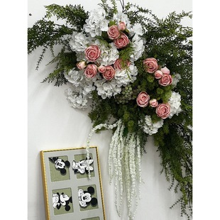 Minimalist Forest-Style Artificial Green Plant Decoration Kt Board Background Storefront Facade Window Photography Background Arrangement Fake Flowers