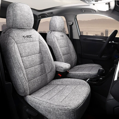 Suitable for Volkswagen Tanyue five-seat SUV linen special car seat cushion for all seasons all-inclusive simple interior seat cover (Modelə uyğun (Original) oturacaq örtükləri) - simple-grey-standard-edition-remarks-model-year