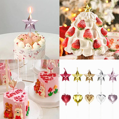 Geometric faceted rhombus love pentagram candle metallic diamond love pentagram candle cake decoration