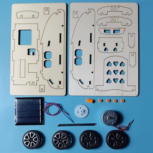 Student puzzle assembled car toys STEM set materials diy handmade technology small production solar car