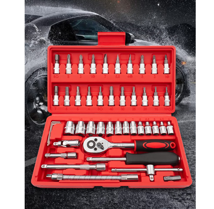 Wholesale ratchet wrench socket tool set 46-piece multi-functional combination auto repair auto insurance quick repair tool