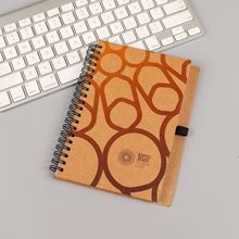 厂家牛皮纸封面带笔线圈本笔记本 再生纸线圈本 创意LOGO印刷