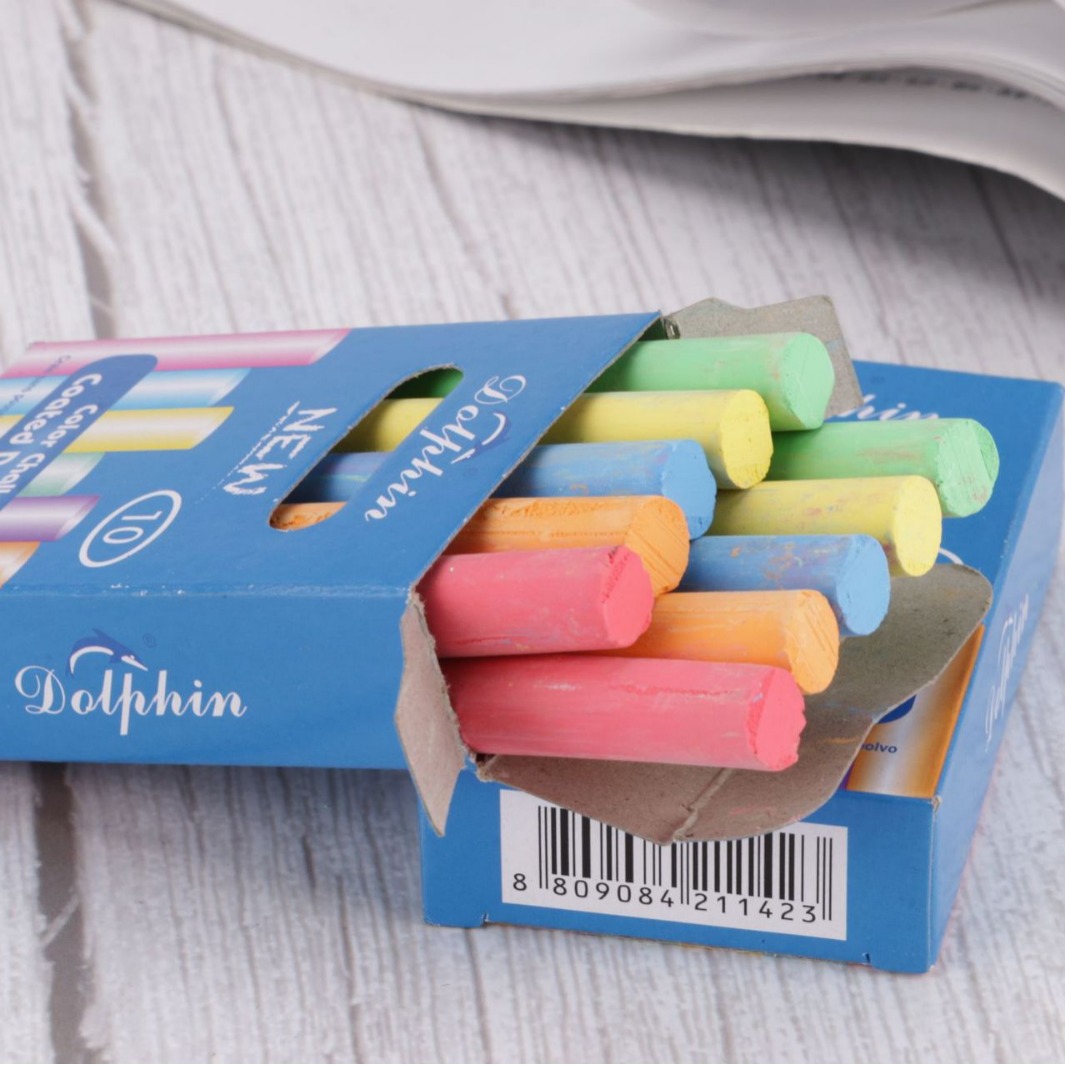 Factory direct supply of 10 colored calcium carbonate chalks, for children, teachers, and students to use in teaching and drawing. Wholesale colored petal chalk.