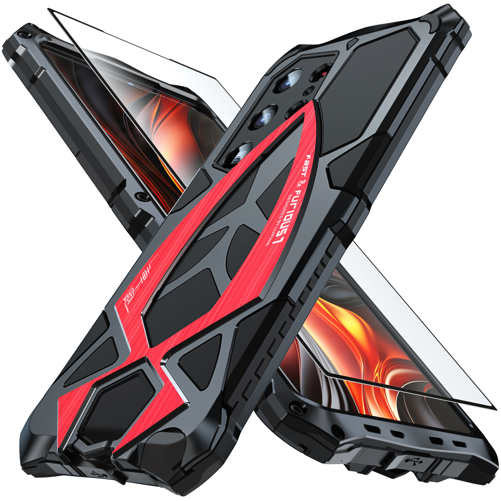 Funda protectora para automóvil deportivo para Apple 16promax funda para teléfono móvil todo incluido 15112XR anti-caída XSMAX Samsung S25U