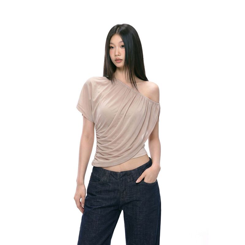 Cross-Border Tencel Ultra-Thin Ribbed Off-Shoulder Top Sexy Off-Shoulder Spicy Girl Pure Desire Summer Slimming Short-Sleeve T-Shirt for Women Wholesale Cross-Border Tencel Ultra-Thin Ribbed Off-Shoulder Top Sexy Off-Shoulder Spicy Girl Pure Desire Summer Slimming Short-Sleeve T-Shirt for Women Wholesale