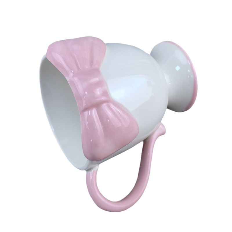 Creativo y exquisito corazón de una niña arco taza de helado de cerámica de alto valor de cara taza de café taza de postre taza de pies altos
