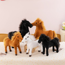 跨境仿真马白龙马大黑马玩偶摆件装饰娃娃小朋友礼物毛绒玩具公仔