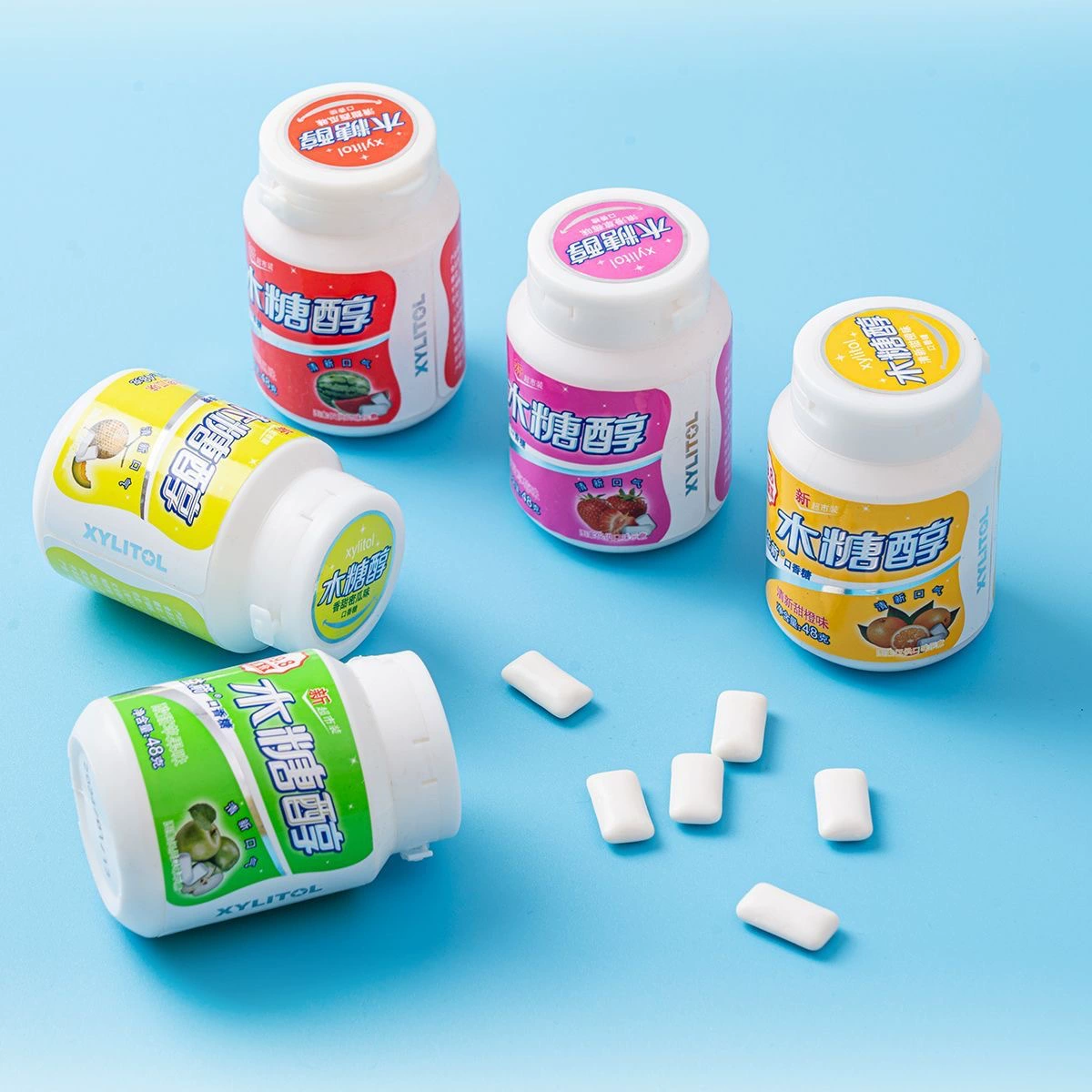 Жевательная резинка Yijian Xylitol 48 г (бутылка) — 10 вкусов, для свежего дыхания