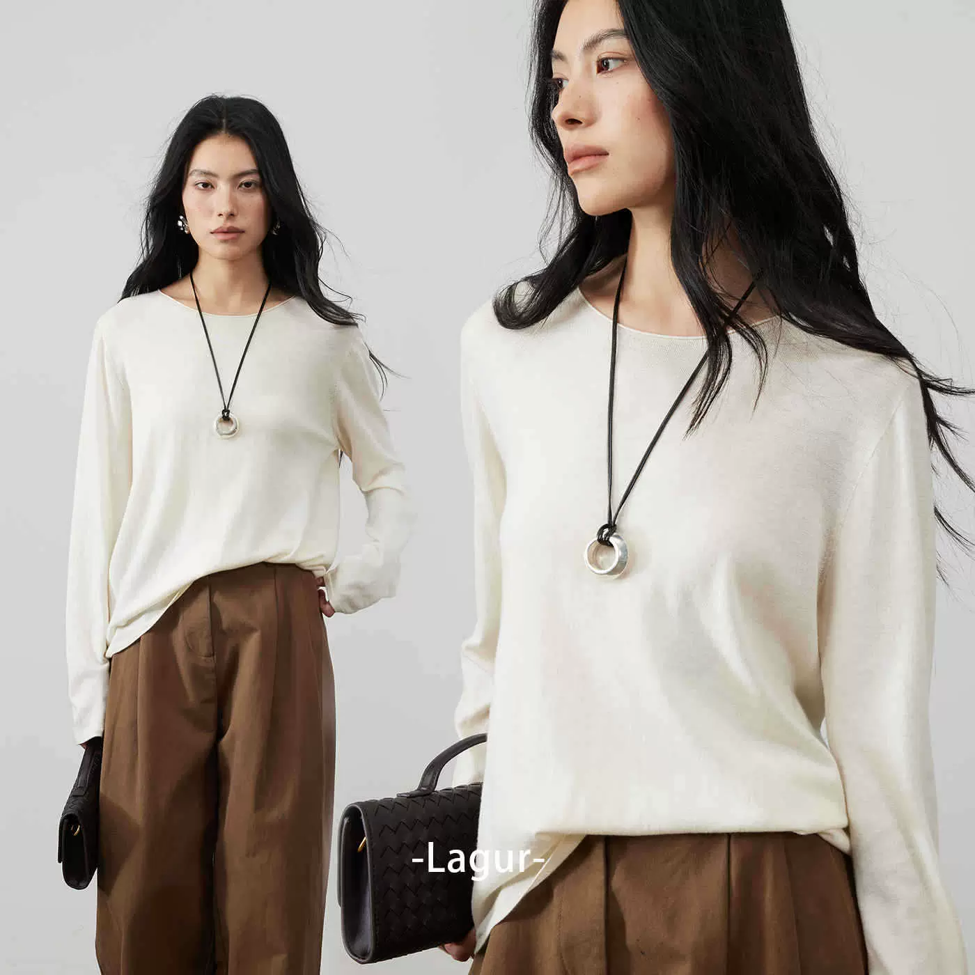 自留N件太好穿！羊绒羊毛&抗皱舒适打底衫圆领宽松针织衫25秋冬女