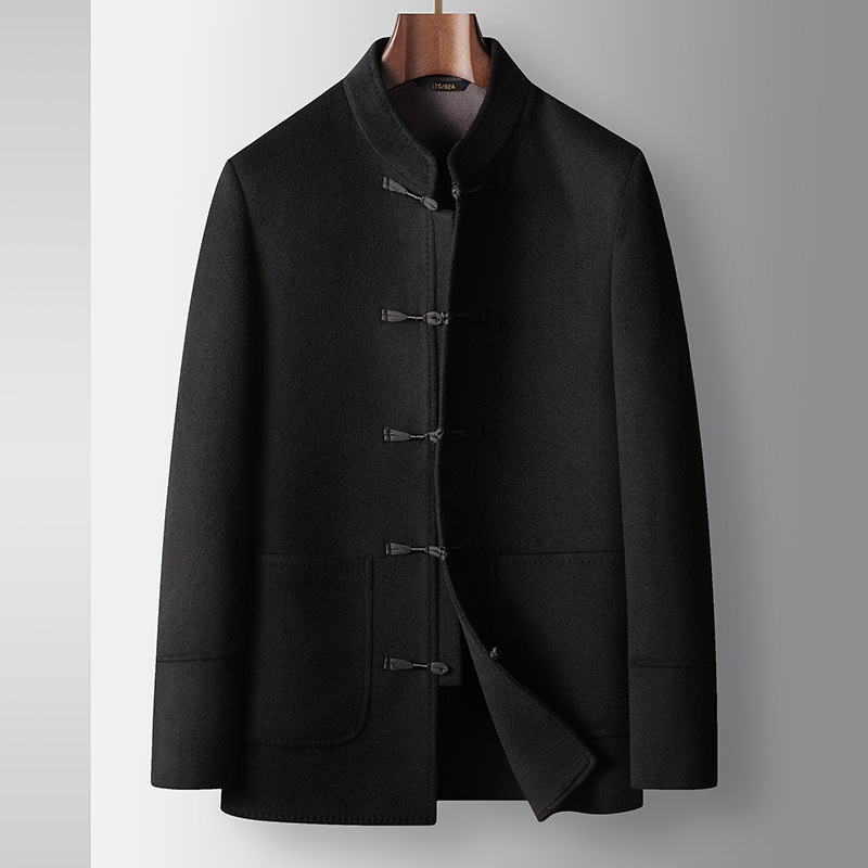 Men's Clothing autumn and winter Chinese style stand up collar youth Tang suit style double sided wool casual warm coat_voghion.com