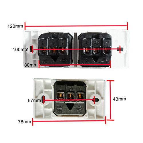 Supply Industrial Power Socket 10A Two-Position Narrow Version New National Standard Five-Hole Aging Test Plug-in 