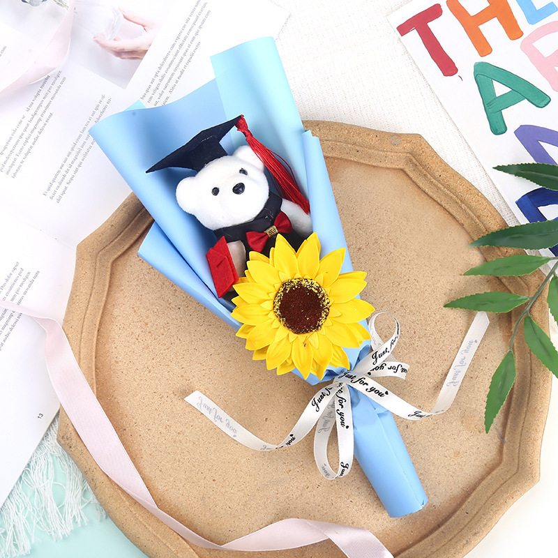 卒業漫画博士熊薔薇ヒマワリ花束恋人母教師の日創意プレゼントお土産|undefined