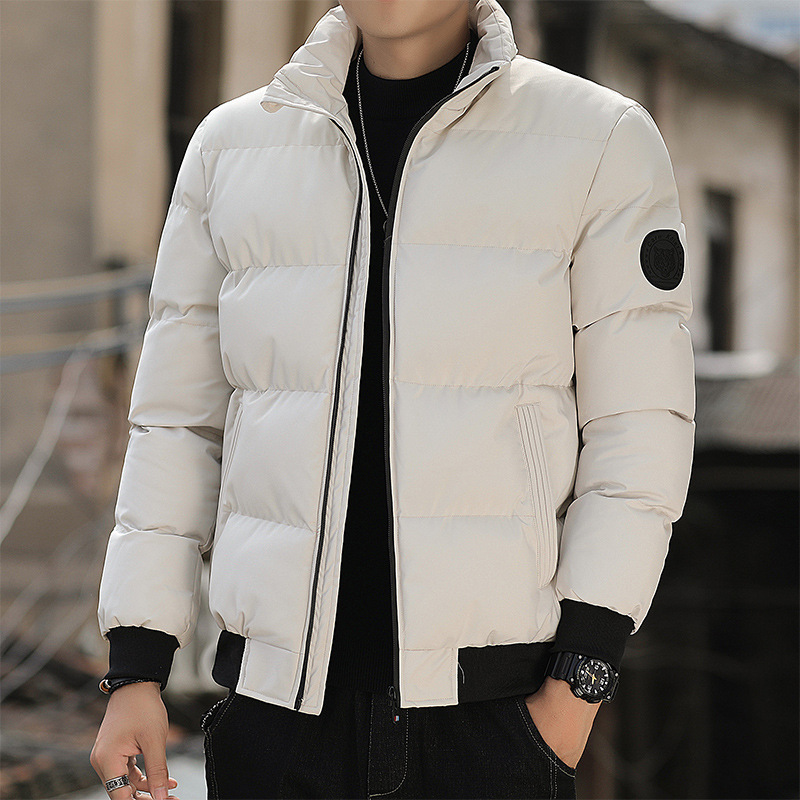 Chaqueta de algodón de invierno para hombres de gran tamaño grueso casual estilo coreano de moda de color sólido chaqueta de algodón joven de cuello corto chaqueta guapo