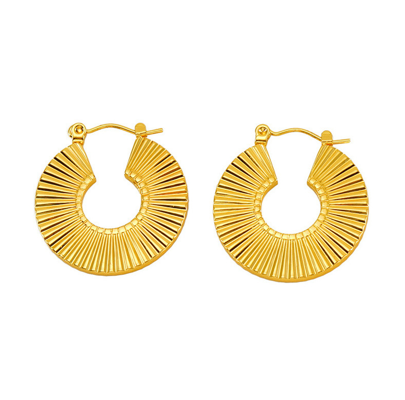 304 Stainless Steel Ear Needle Material 18K Gold Plated Plating Material PVD Coated 18K Gold Plated Star 304 Stainless Steel Retro Waterproof Non Tarnish Hoop Earrings