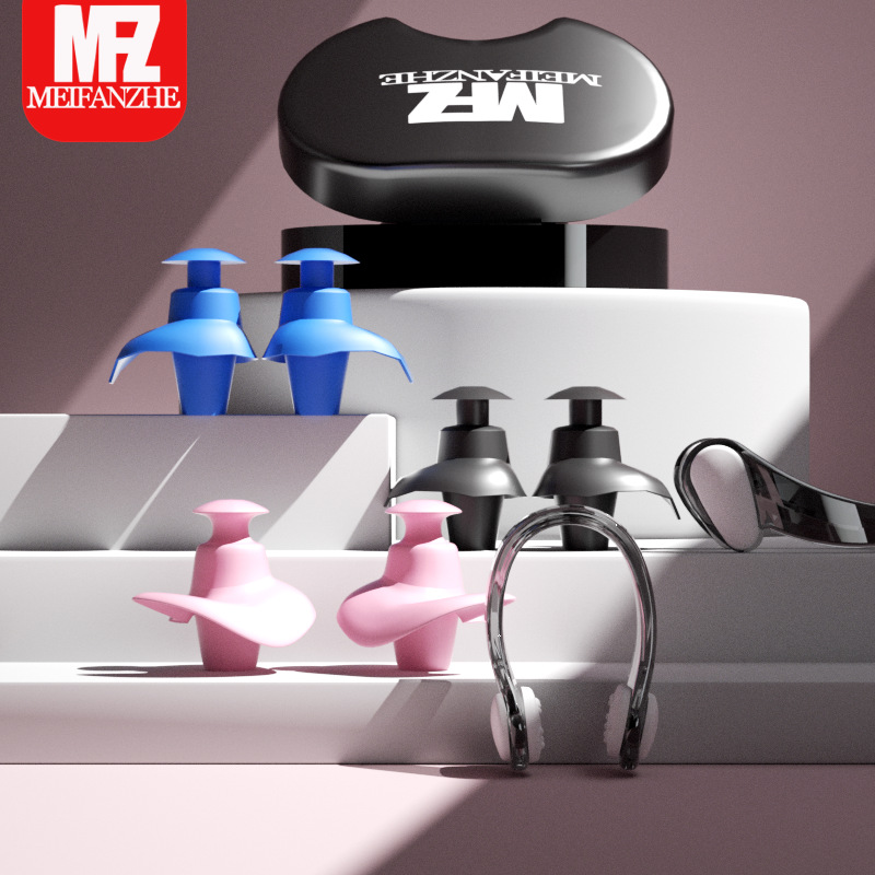 Silicone particle swimming nose clip anti-choking professional training adult children swimming ear plug nose clip suit