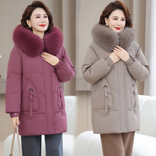 2025冬季中长款妈妈装羽绒服女加厚狐狸大码真毛领保暖白鸭绒外套