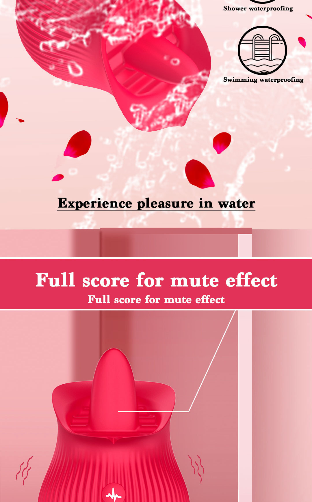 Aifeiya Rose Suction Tongue-Lick Telescopic Vibrator Egg, 12-Frequency, Silicone-ABS, Adult — detail image 8