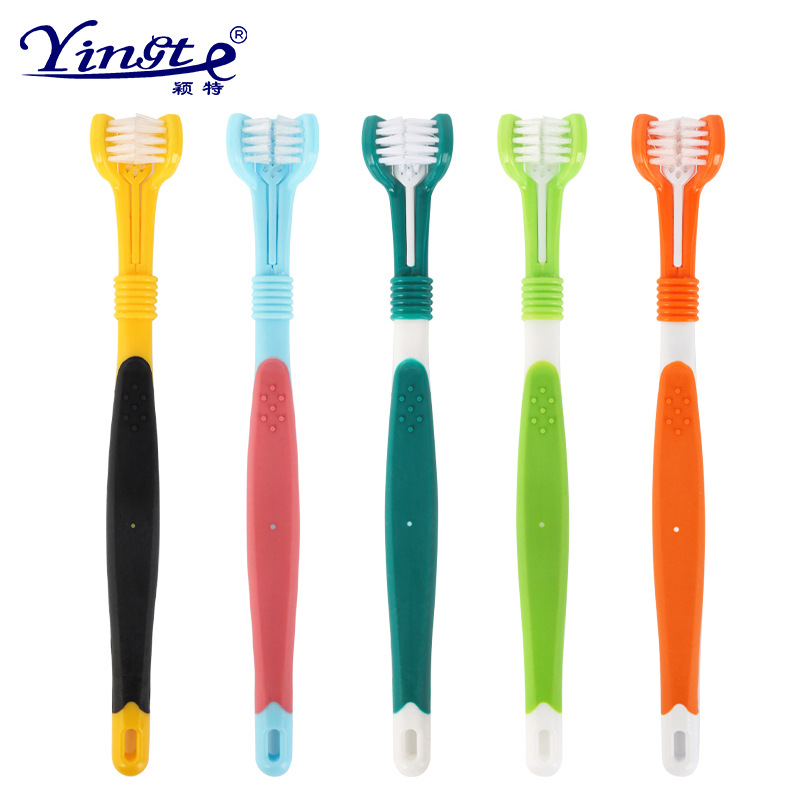 Pet Supplies Pet Toothbrush Cat Dog Three-Headed Toothbrush Dog And Cat Oral Cleaning Large Dog Toothbrush Brushing Teeth