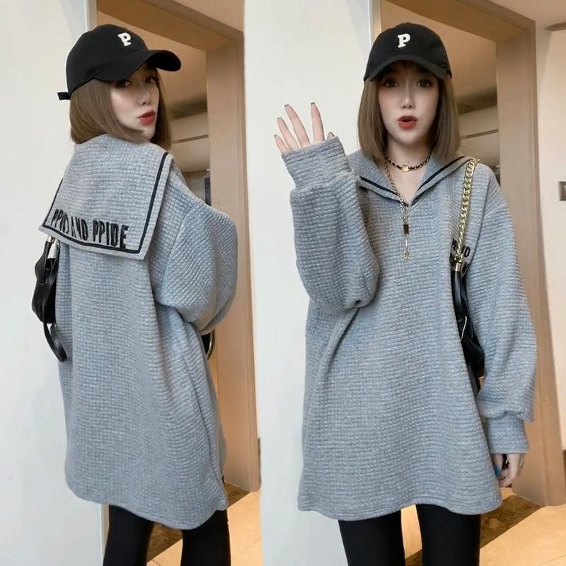 오버 사이즈 300 진 유럽 루즈 재킷 긴 긴 소매 재킷 자수 편지 네이비 칼라 여성 패션