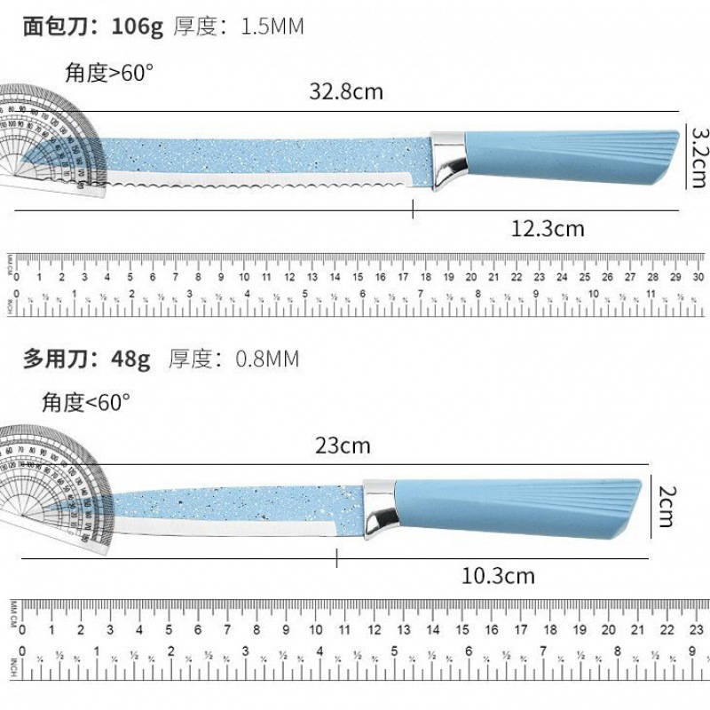 Comercio exterior en forma de abanico mango cuchillo titular cuchillo de acrílico de seis piezas cuchillo de chef cuchillo de pan cuchillo de fruta cuchillo de cocina traje