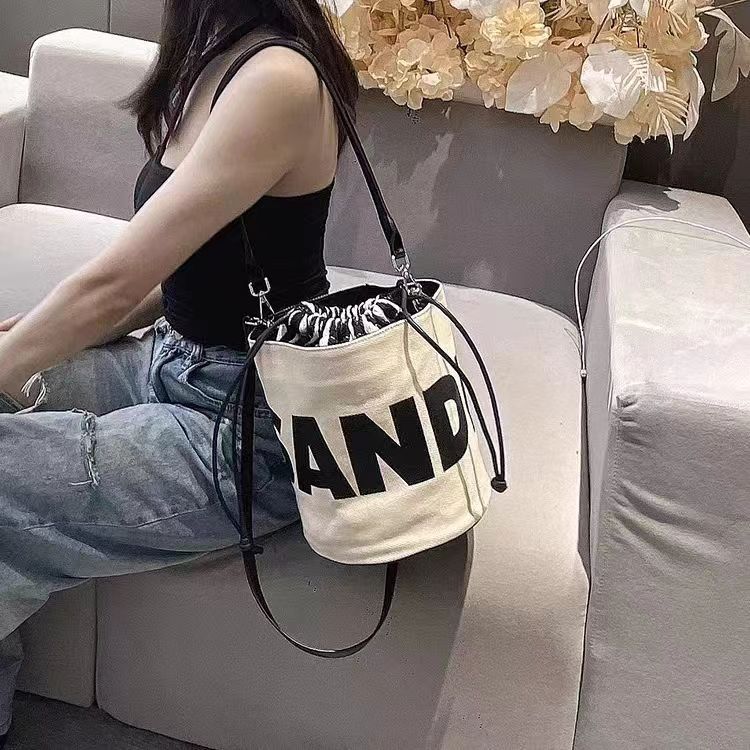 Torbe za ženske, poletje 2023, nova velika platnena torba z velikimi črkami, večnamenska kurirska torba z vrvico_voghion.com