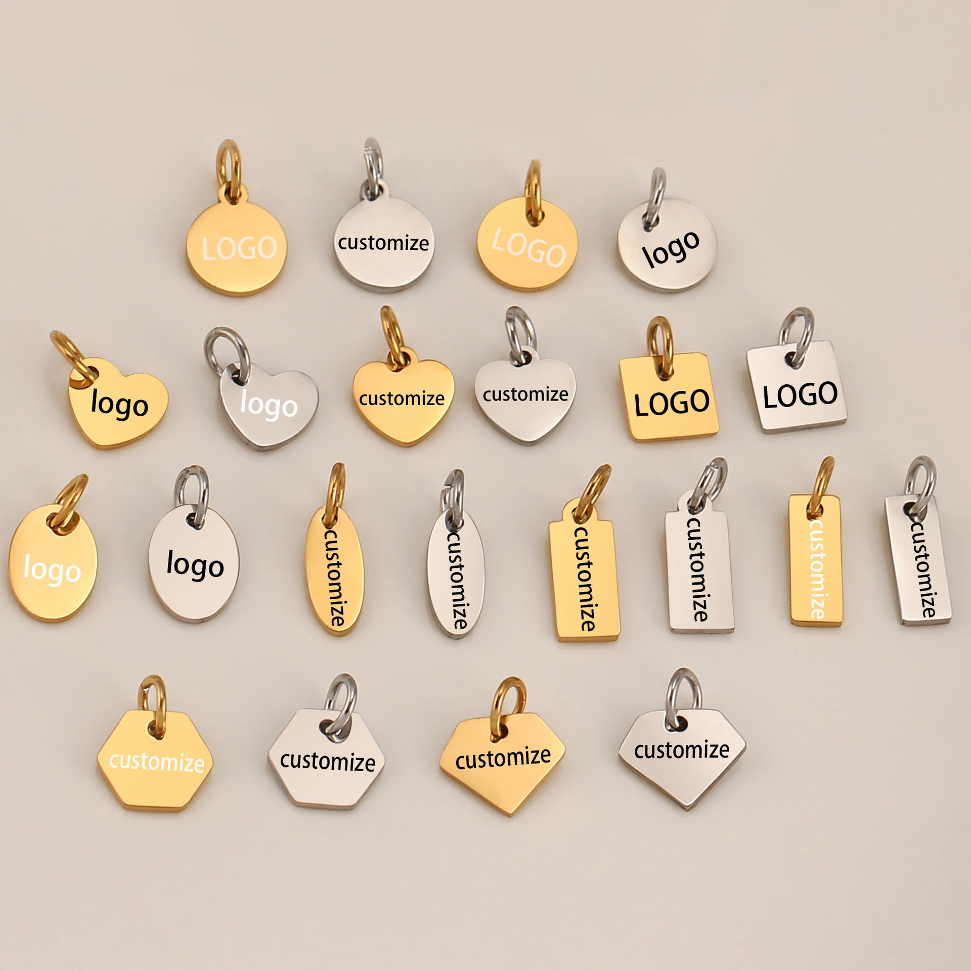 3g Weight Pendant Jewelry Making Type Real Gold Plated Plating Material 5 PCS/Package Quantity 304 Stainless Steel Material Heart Shape, Rectangle Pattern Simple Style Style Plating Craft 5 PCS/Package Stainless Steel Heart Shape Rectangle Polished Pendant Tail Plate 2