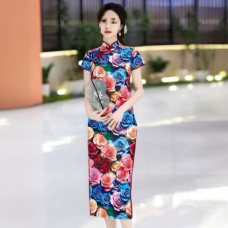 New Chinese-Style Improved Cheongsam with 3D Printing, 2026 Young Style, Elegant Retro Republic of China Style, Simple and Graceful Dress New Chinese-Style Improved Cheongsam with 3D Printing, 2026 Young Style, Elegant Retro Republic of China Style, Simple and Graceful Dress