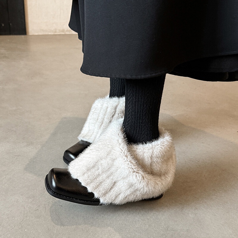 Elegant Fur-Style Chunky Heel Slouch Boots, Low-Cut Boots, Retro Square-Toe High-Heeled Ankle Boots, Plush Genuine Mink Fur Boots Elegant Fur-Style Chunky Heel Slouch Boots, Low-Cut Boots, Retro Square-Toe High-Heeled Ankle Boots, Plush Genuine Mink Fur Boots