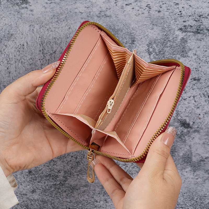 Etiquetado transfronterizo nuevo bolso de damas corto bolso de tarjetas simple bolso de patrón de geometría cremallera bolso de cambio