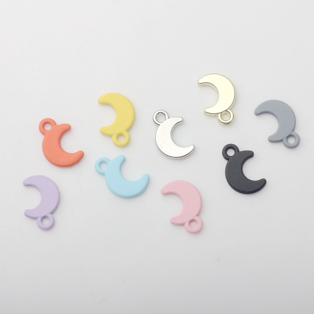 简约韩版喷漆彩色月亮挂件diy手工手链耳环吊坠饰品配件