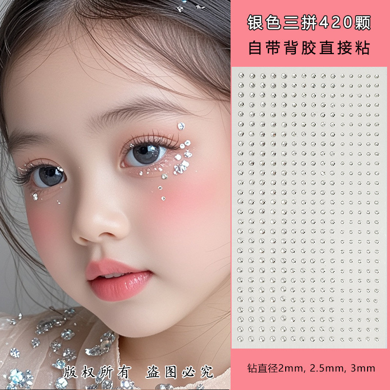 Raíz de montaña flash diamante lágrima Pegatinas de diamante pentagrama estrella ojo maquillaje gota de agua roto Diamante autoadhesivo dopamina Perla cara pegada Diamante