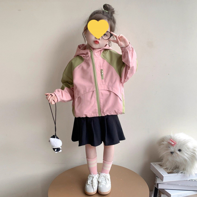 Girls' Spring and Autumn Outerwear 2026 New Style Stylish Children's Windbreaker for Toddlers and Young Children, Hooded Top