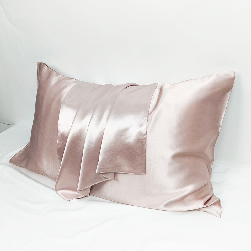Custom Amazon Slip-Sewn Shiny Satin Double-Sided Silk Pillowcases 22mm Invisible Zipper for Cross-Border Foreign Trade