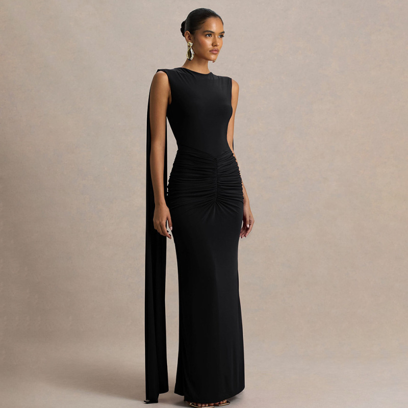 European and American Foreign Trade Spring New Women's Clothing Elegant and Stylish Evening Dress Long Skirt Sexy Slim Fit Backless Dress with Ribbons European and American Foreign Trade Spring New Women's Clothing Elegant and Stylish Evening Dress Long Skirt Sexy Slim Fit Backless Dress with Ribbons