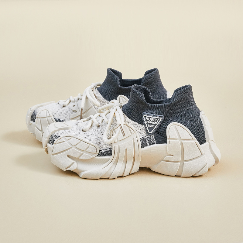 Zapatillas Tejidas Deportivas Unisex Capellada de Malla de Tela Suela de Caucho con Aumento de Estatura para Uso Diario
