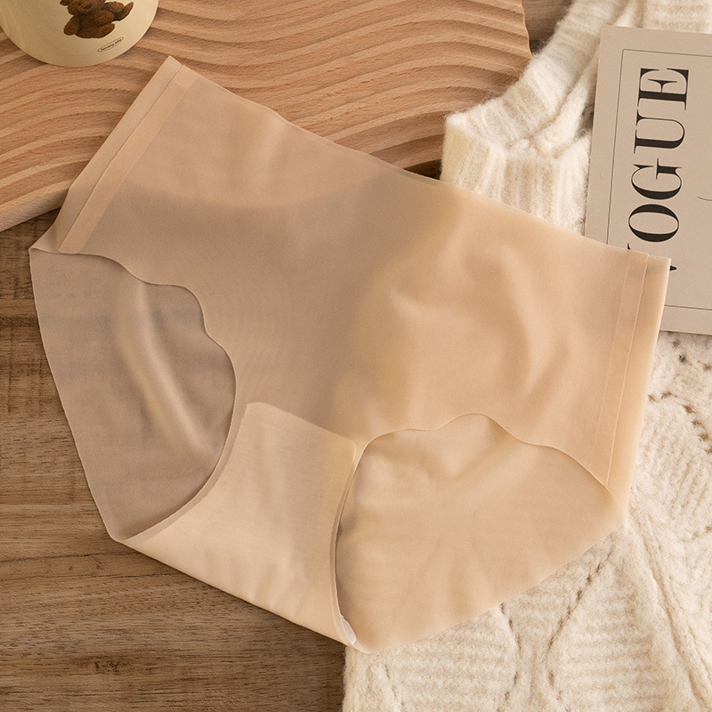 Ropa interior de seda de hielo de algodón antibacteriano entrepierna verano delgada chica sexy media cintura pantalones cortos cabeza ropa interior sin costura