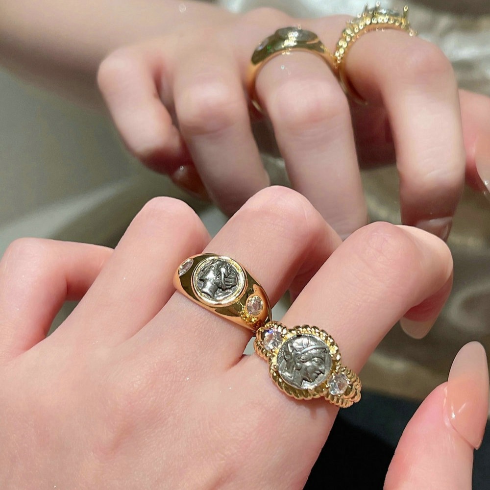 Ancient Babylon Goddess Zircon Ring Yellow Gemstone Vintage Style_voghion.com