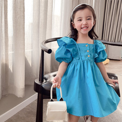 女寶寶夏裝兒童韓版連衣裙女童2024新款小童洋氣泡泡袖公主裙6168