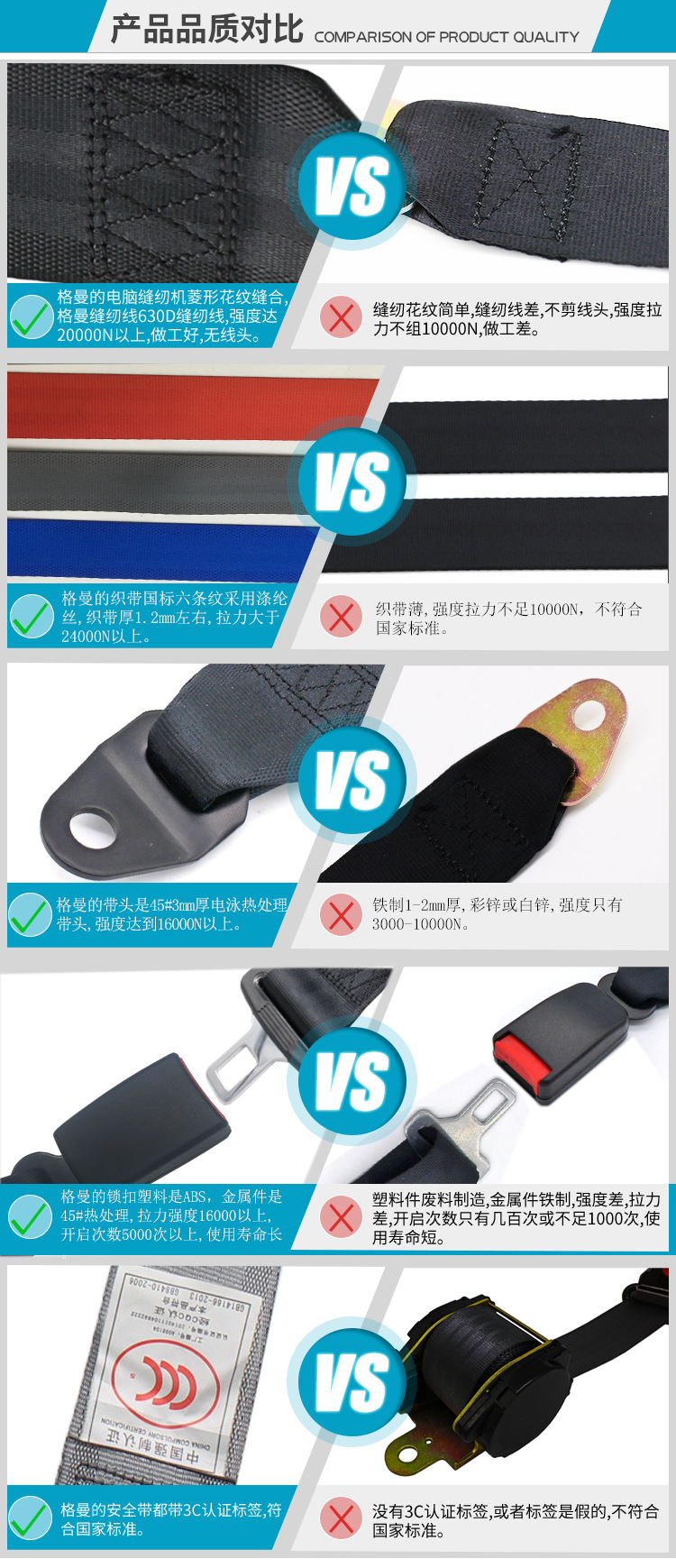 Three-Point Locking Car Seat Belt for Buses, Vans, Trucks, and Coaches, Driver and Passenger Seat Belt