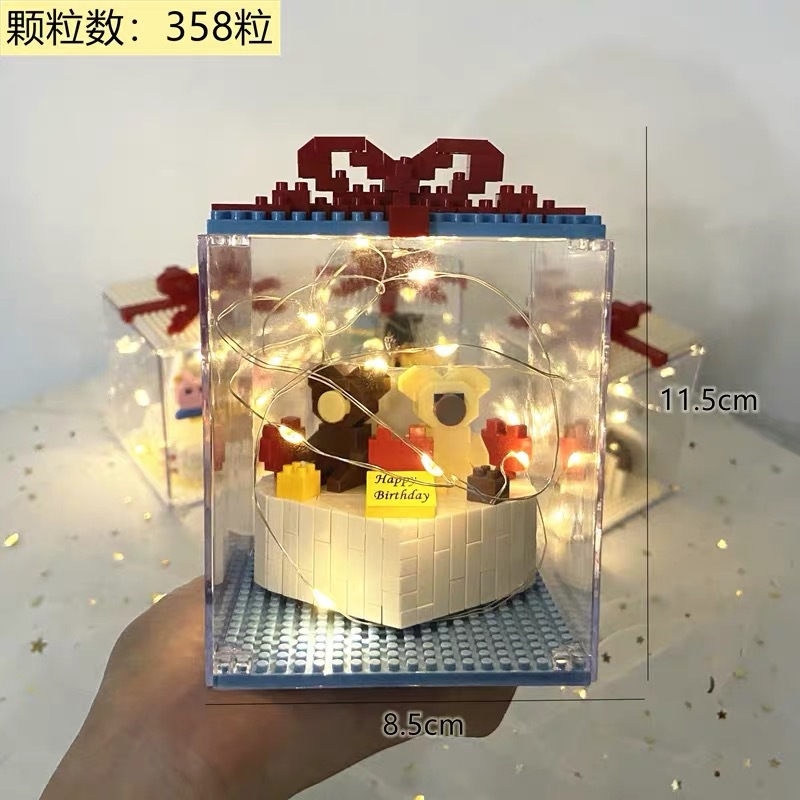 Torta de cumpleaños micro diamante pequeña partícula bloques construcción novias lindas regalo chica serie juguetes al por mayor regalos del estudiante