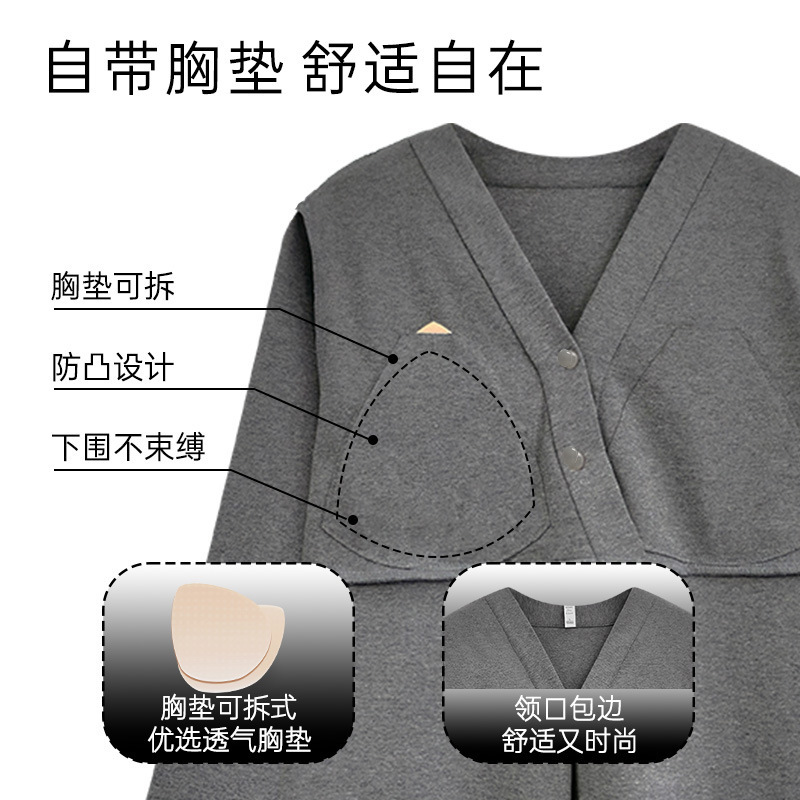 【送月子帽】带胸垫月子服秋冬a类哺乳睡衣纯棉产后秋季孕妇套装|undefined