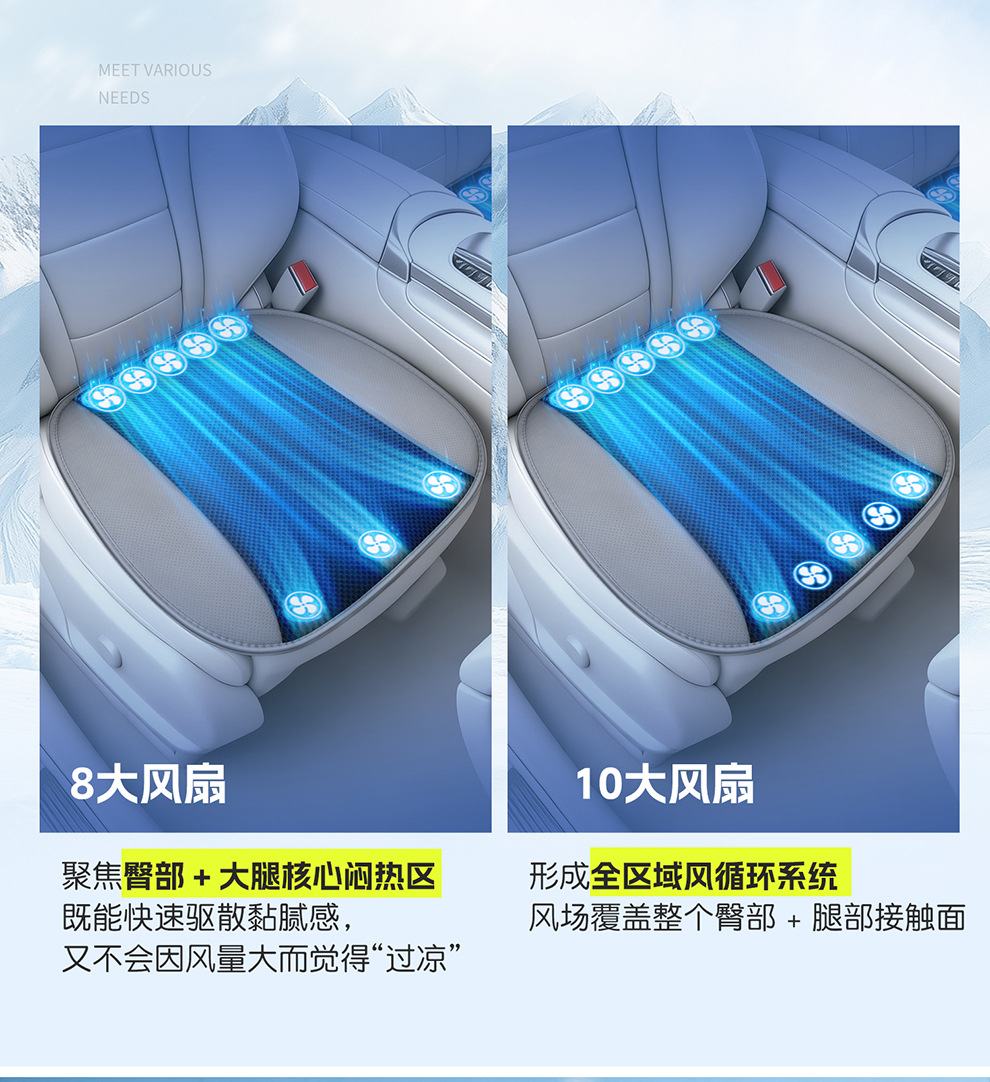 Cross-border wholesale purchase of car USB ventilated seat cushions, car air-conditioning cooling seat pads