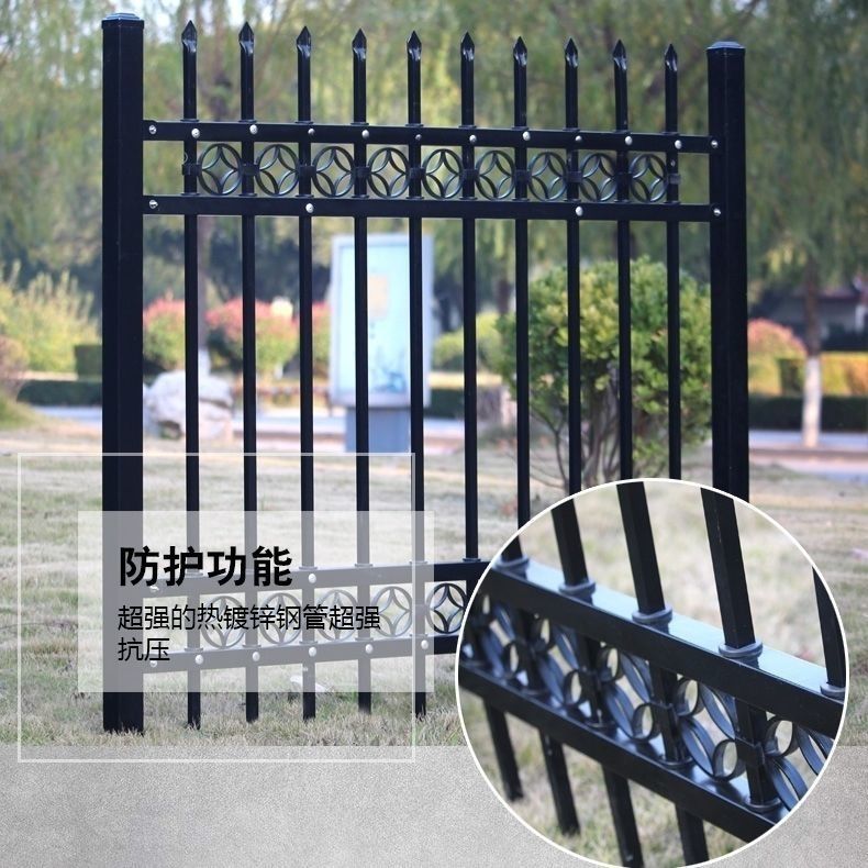 福建小区安全护栏锌钢围墙防盗栏杆工厂防攀爬护栏三横杆围墙护栏