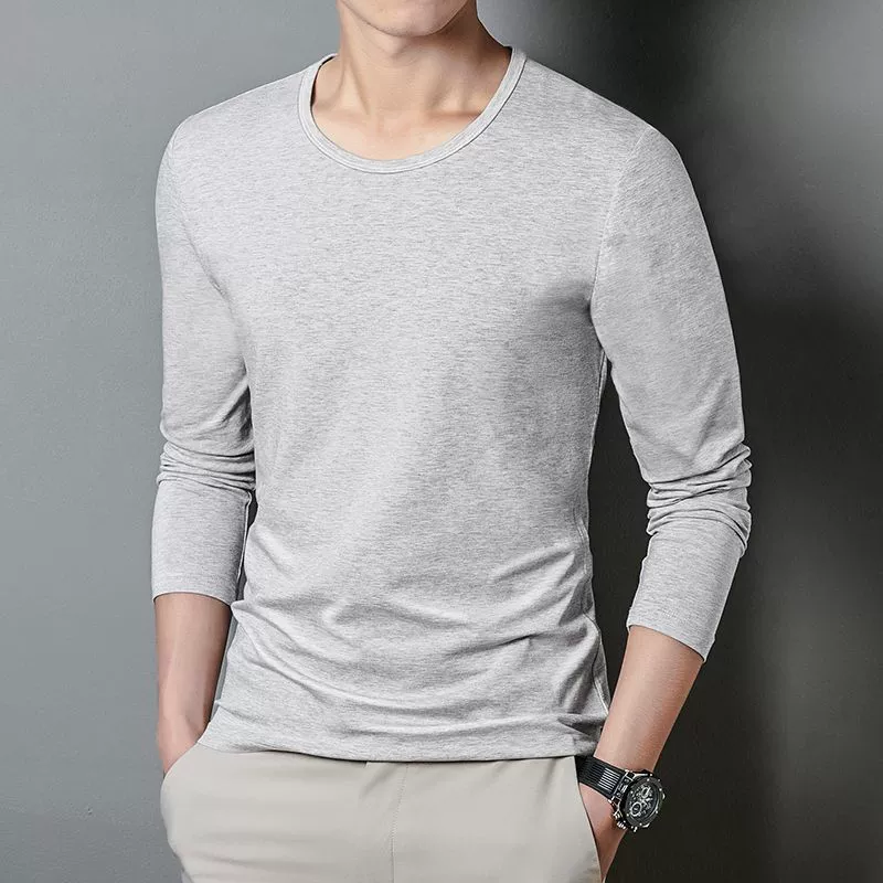 Весенние и осенние мужские тонкие футболки с длинными рукавами
