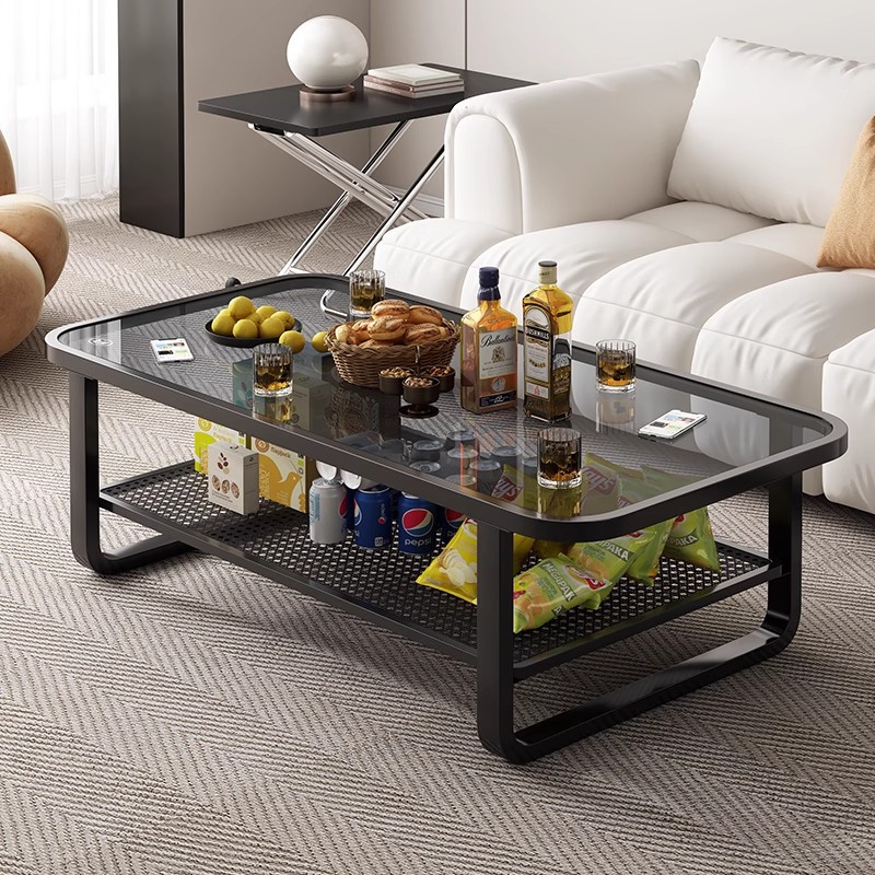 Mesa de té sala de estar doméstica pequeña mesa de casa 2025 nueva moderna simple creativa cuadrada mesa de té de vidrio temperado